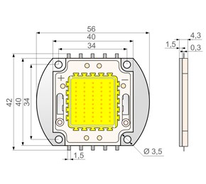 Cветодиод мощный 50W