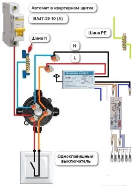 Схема подключения люстры с пультом управления